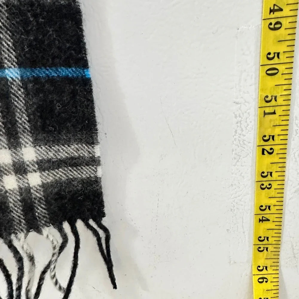Burberry OS Scarf Grey Blue Plaid Lambswool Luxury Heritage Scotland NWT